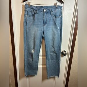Seven7 Light Blue Distressed Tower Crop Jeans - Size 10